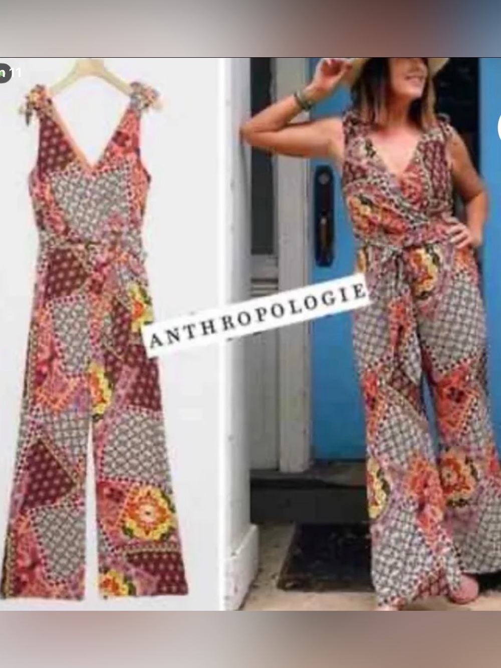 Harlyn by Anthropology Vibrant Patchwork Jumpsuit